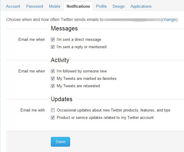 twitter notificação por email